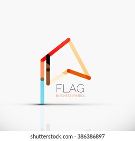 Logo flag, abstract linear geometric business icon