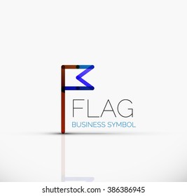 Logo flag, abstract linear geometric business icon