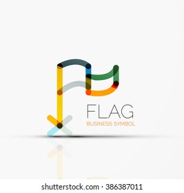 Logo flag, abstract linear geometric business icon