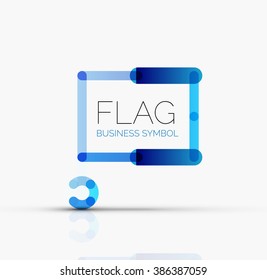 Logo flag, abstract linear geometric business icon