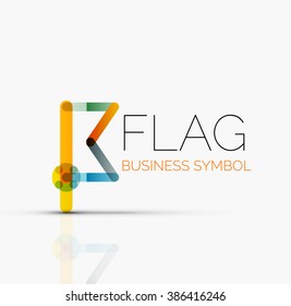 Logo flag, abstract linear geometric business icon
