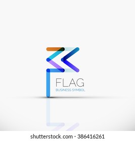 Logo flag, abstract linear geometric business icon