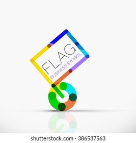 Logo flag, abstract linear geometric business icon