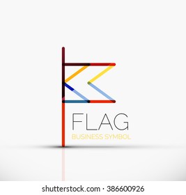 Logo flag, abstract linear geometric business icon