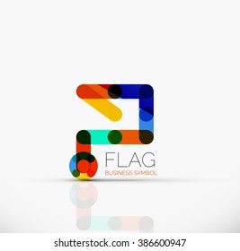 Logo flag, abstract linear geometric business icon