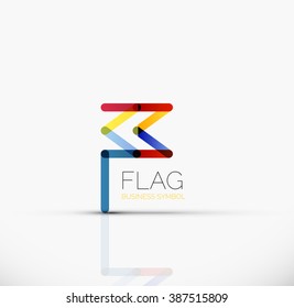 Logo flag, abstract linear geometric business icon