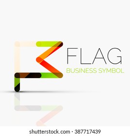 Logo flag, abstract linear geometric business icon