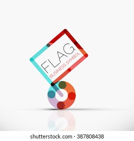 Logo flag, abstract linear geometric business icon