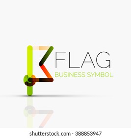 Logo flag, abstract linear geometric business icon