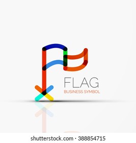 Logo flag, abstract linear geometric business icon