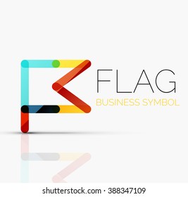 Logo flag, abstract vector linear geometric business icon