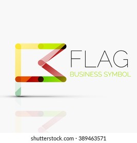 Logo flag, abstract vector linear geometric business icon