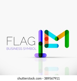 Logo flag, abstract vector linear geometric business icon