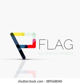 Logo flag, abstract vector linear geometric business icon