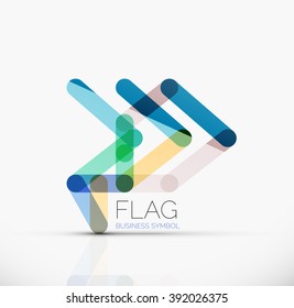 Logo flag, abstract vector linear geometric business icon