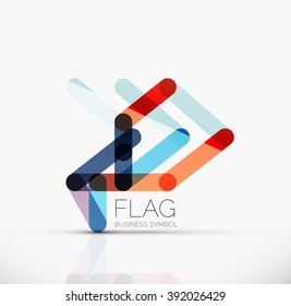 Logo flag, abstract vector linear geometric business icon