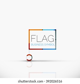 Logo flag, abstract vector linear geometric business icon
