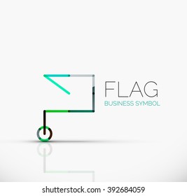 Logo flag, abstract vector linear geometric business icon