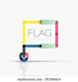 Logo flag, abstract vector linear geometric business icon