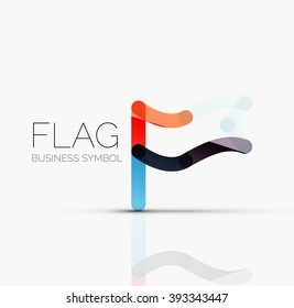 Logo flag, abstract vector linear geometric business icon