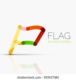 Logo flag, abstract vector linear geometric business icon