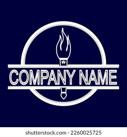 logo with a flaming torch emblem.vector