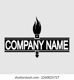 logo with a flaming torch emblem.vector