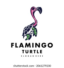 Logo Flamingo Turtle With Blue Pink Color General Good For Any Industry