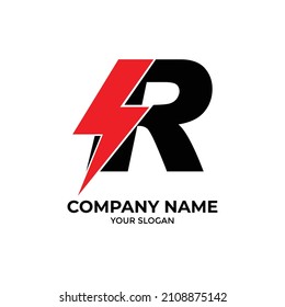 logotipo letra Flash R logotipo, vector de logotipo de los tornillos eléctricos