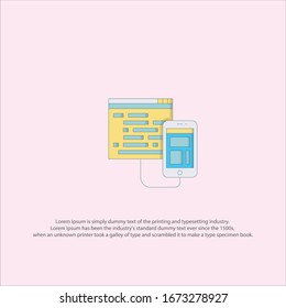 logo flat design coding, mobile with background