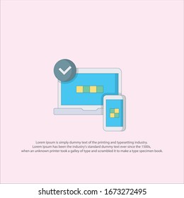 logo flat design laptop, smartphone, check