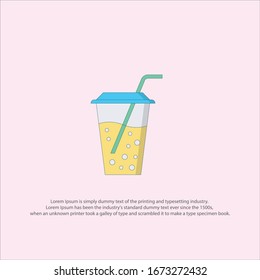 logo flat design smoothie, cup, juice, paper, disposable, strartup, fresh, straw with background