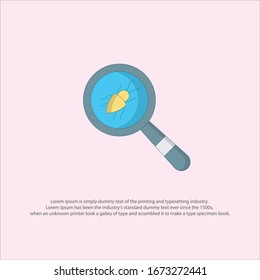 logo flat design virus, bug, testing, qa,search, dev with background