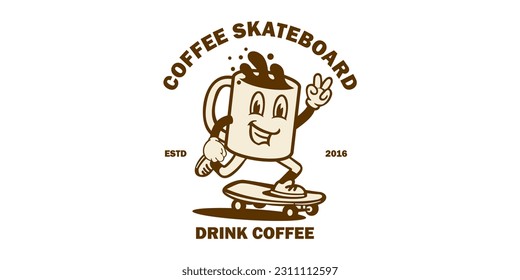 logo flat vector coffee skateboard 