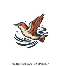 Logo of flaying bird colorful vector style colibri icon