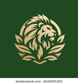 Logo O Leão Floral. Um leão adornado com elementos florais e foliares — simbolizando a força que floresce da harmonia com a natureza.