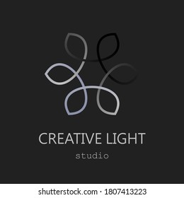 Logo flower black background white sign lighting store
