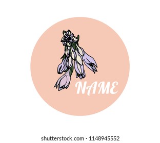 logo with flower hosts on a pink background 2 in EPS 10