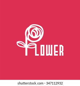 logo flower. Image for flowers delivery company or flower shop. Vector logo. Label design. Vector Illustration.
