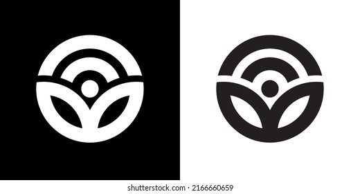 Logo flower lotus and wifi minimalism