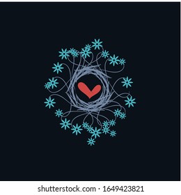 icono del logotipo flor y del diseño de amor vectorial