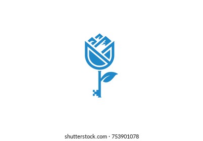 Logo flower mountain key 