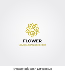 logo flower nature boutique gold color  symbol luxury elegant business