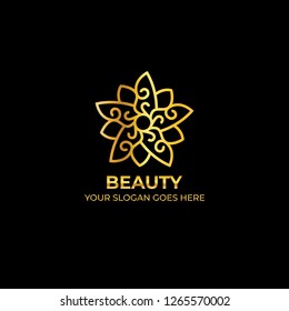 Logo flower nature boutique gold color  symbol luxury elegant business. Brand Identity. Vector-EPS10.