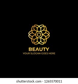Logo flower nature boutique gold color  symbol luxury elegant business. Brand Identity. Vector-EPS10.