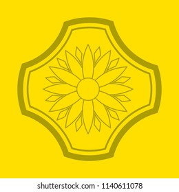 Logo of flower on yellow background, flower emblem