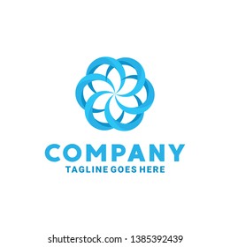 Logo Flower Shaped Circle with flat color style
