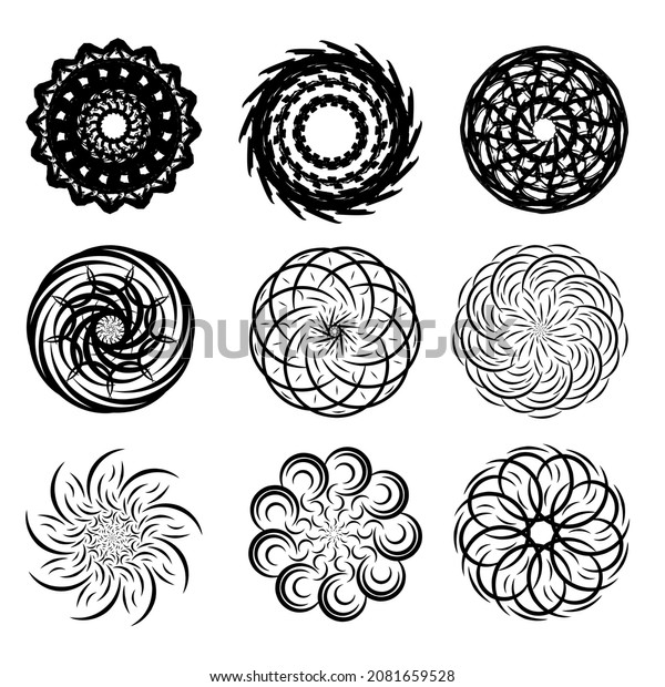 Logo Flower Silhouette Icon Set Vector Stock Vector (Royalty Free ...