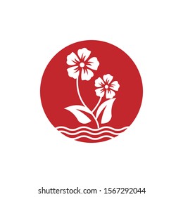 logo flower symbol flora wave design
