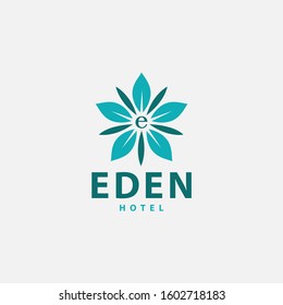 logo with flower template include letter E